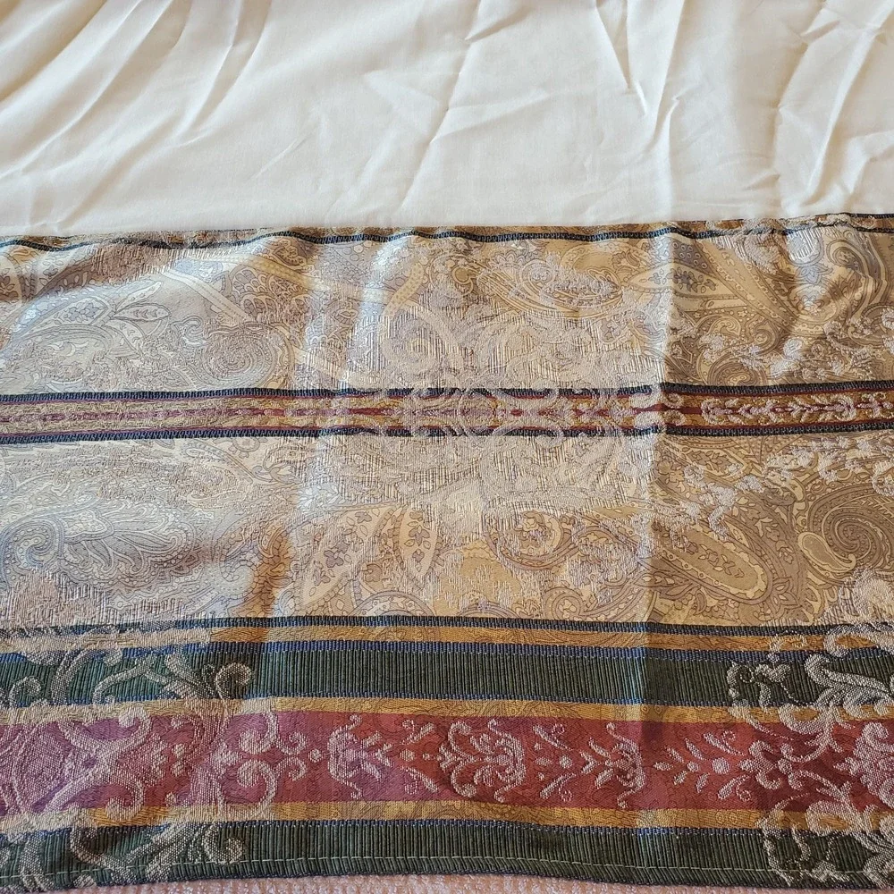 croscill king‎ size bed skirt Gold Green Purple Paisley Damask Pattern 13